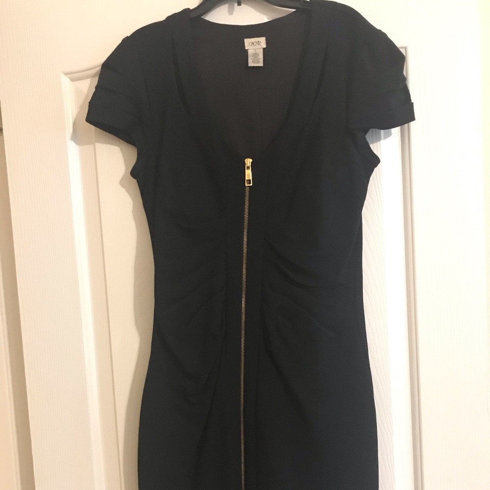 gold double zipper midi dress (thick material)